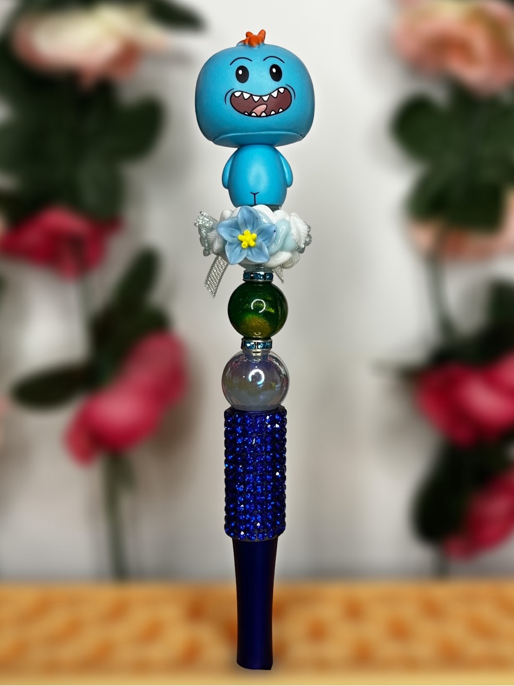 Rick and Morty Mr. Meeseeks Figure Handmade Beaded Pen